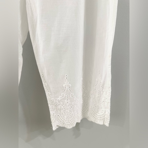Soft Surroundings Elastic Waist Wide Leg Eyelet Hem Pants White Size Large - Picture 4 of 6